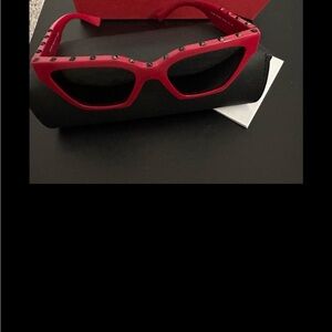 Valentino Garavani Red Cat-Eye Sunglasses – Studded Frame – New With Tags